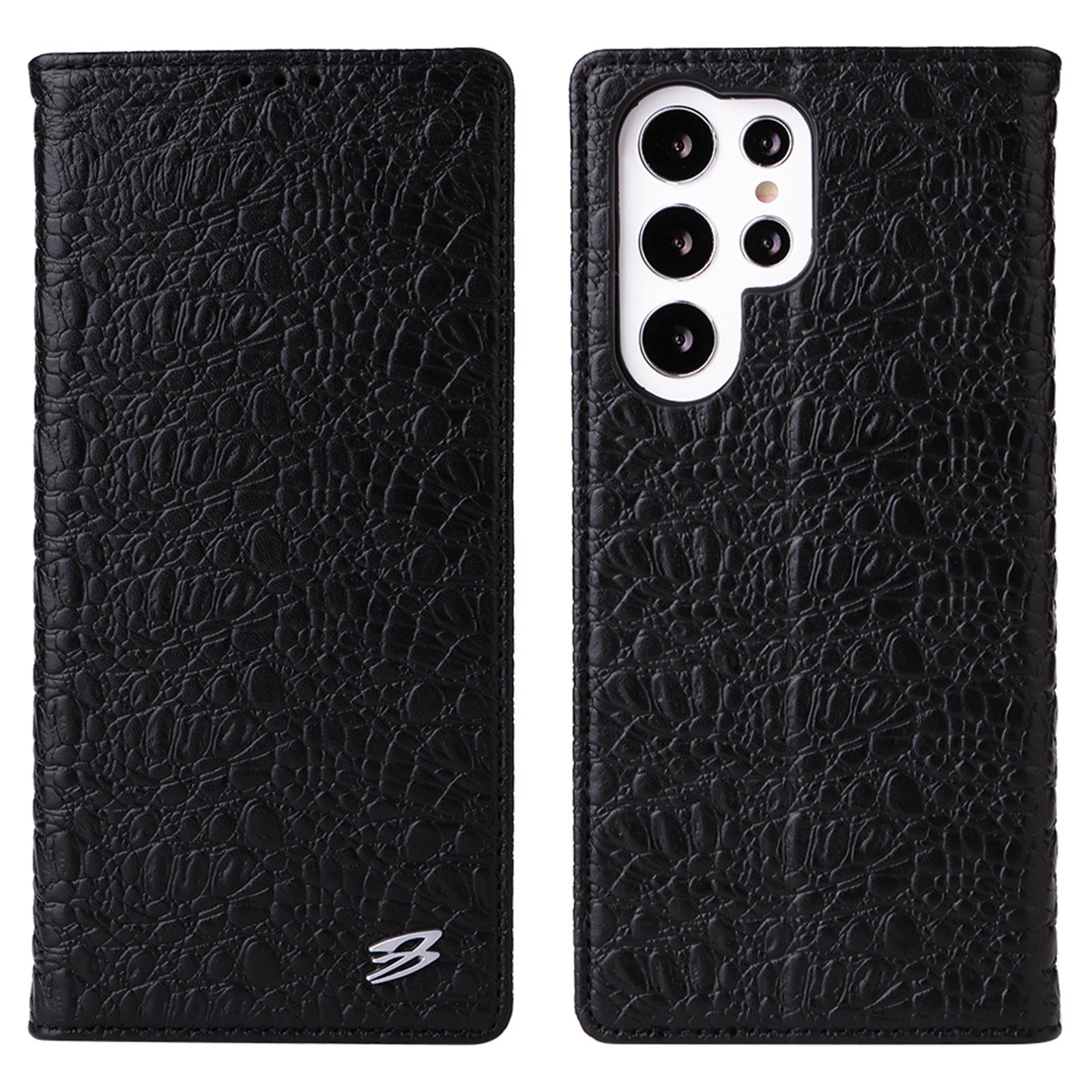 FIERRE SHANN for Samsung Galaxy S23 Ultra Wallet Stand Phone Case Crocodile Texture Genuine Cow Leather Phone Cover FIERRE SHANN for Samsung Galaxy S23 Ultra Wallet Stand Phone Case Crocodile Texture Genuine Cow Leather Phone Cover